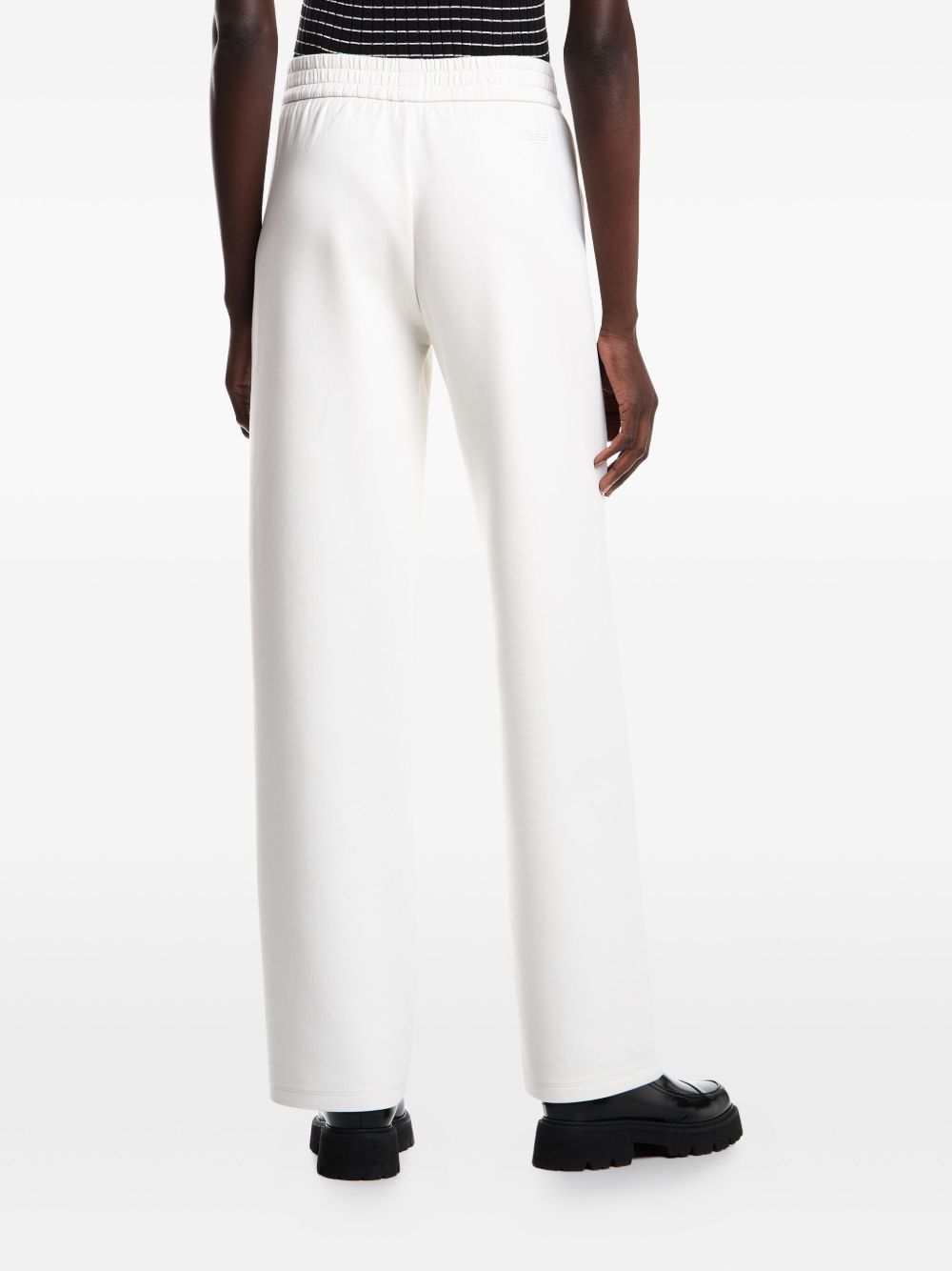 Emporio Armani Straight-Leg Ivory Trousers with Elastic Waistband Ivory