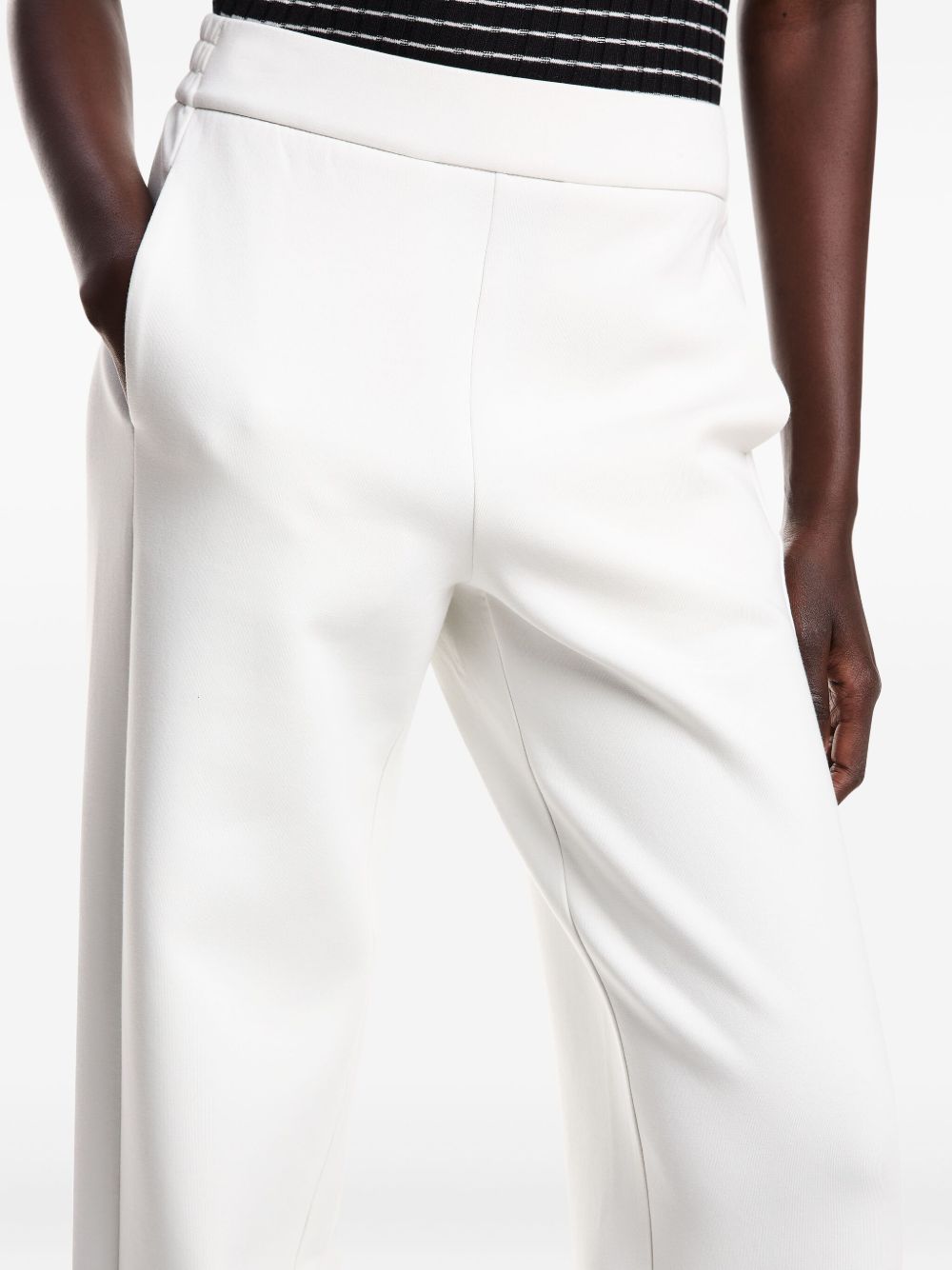 Emporio Armani Straight-Leg Ivory Trousers with Elastic Waistband Ivory