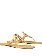 Tory Burch Studded Miller Leather Flat Sandals Beige