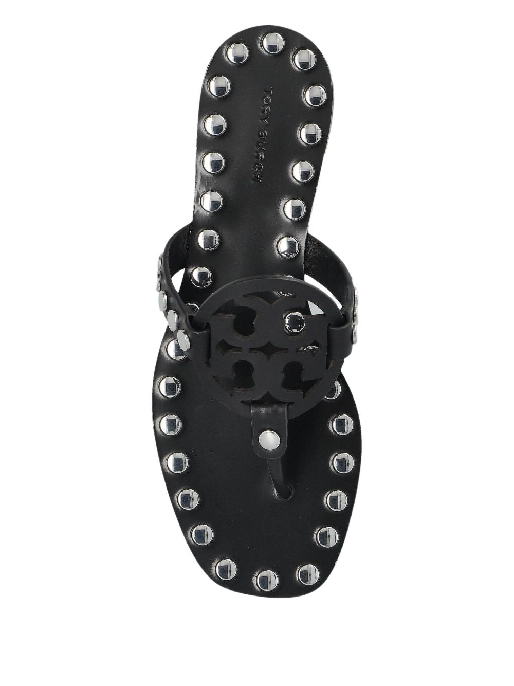 Tory Burch Studded Miller Leather Flat Sandals Black