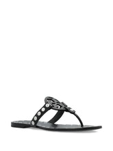 Tory Burch Studded Miller Leather Flat Sandals Black