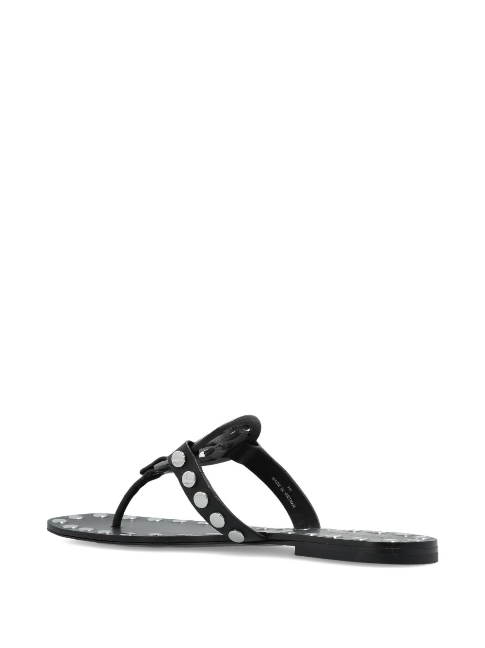 Tory Burch Studded Miller Leather Flat Sandals Black