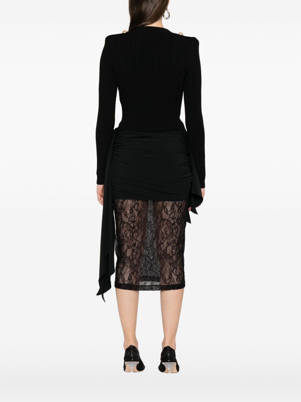 Balmain Shoulder buttons V-necked Cardigan Black