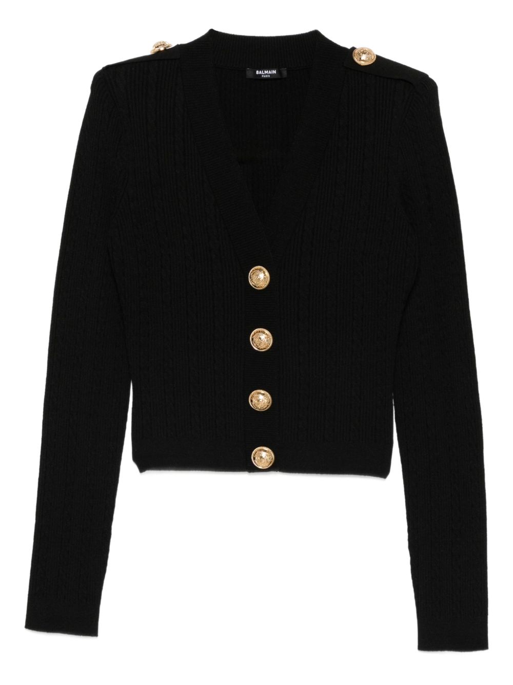 Balmain Shoulder buttons V-necked Cardigan Black