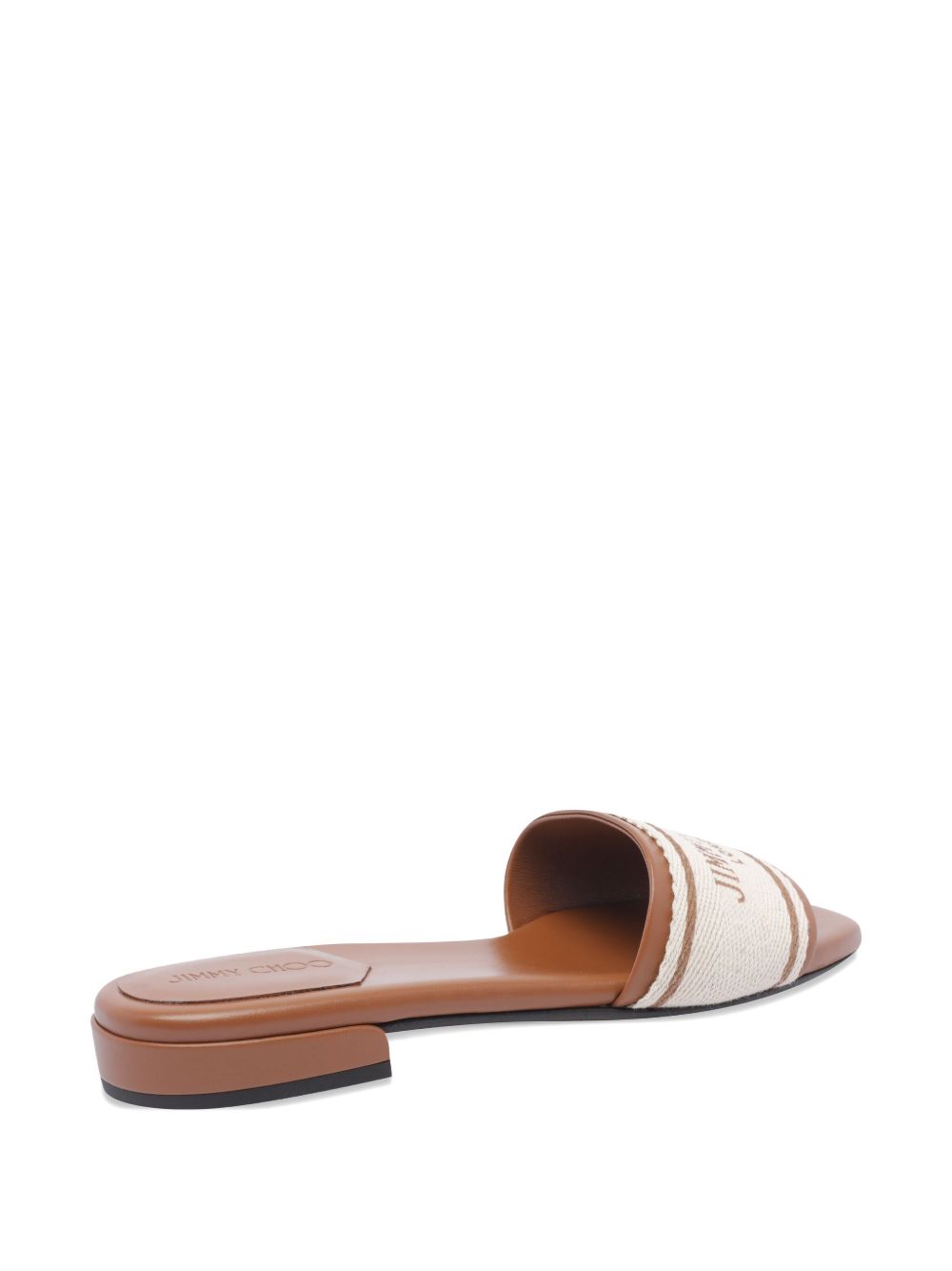 Jimmy Choo Joa Flat Canvas Slides Brown
