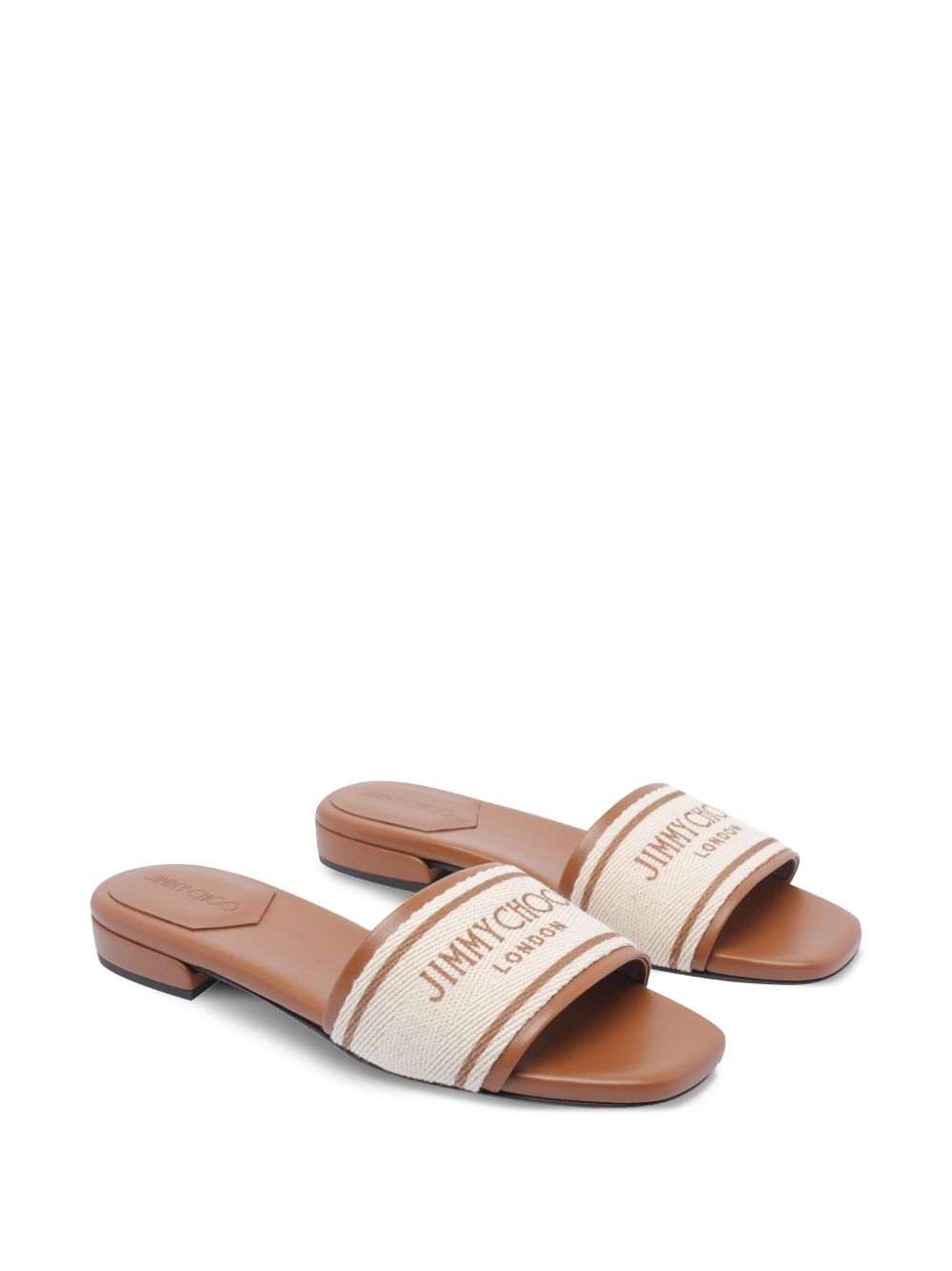 Jimmy Choo Joa Flat Canvas Slides Brown