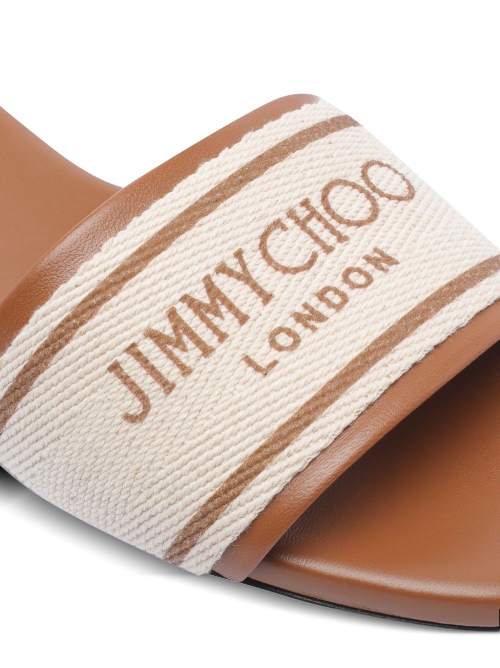 Jimmy Choo Joa Flat Canvas Slides Brown