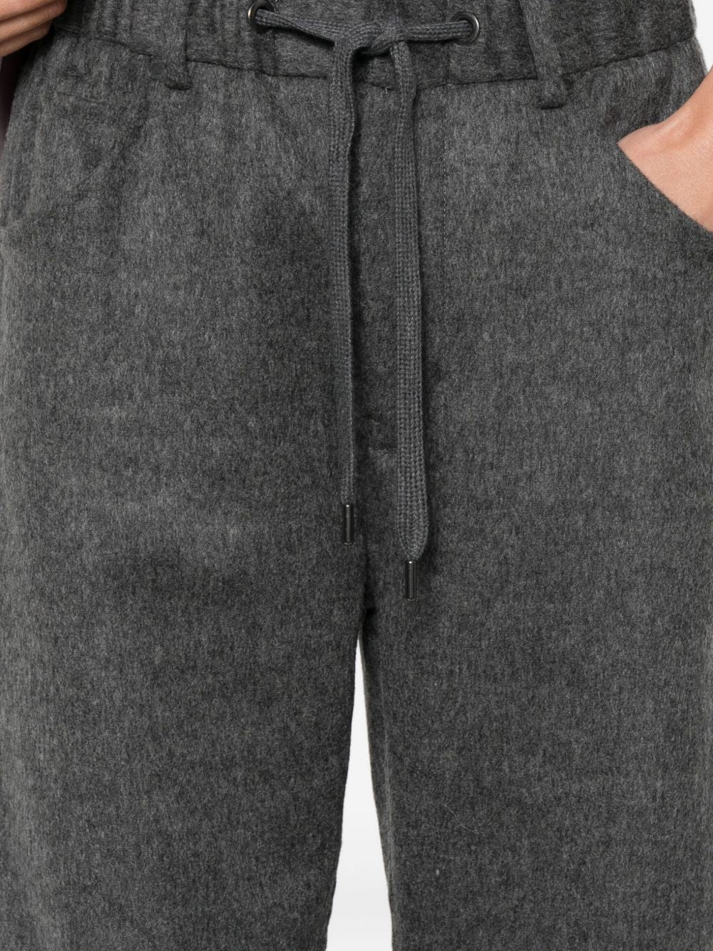 Brunello Cucinelli Wool-Blend Drawstring Trousers Grey Grey