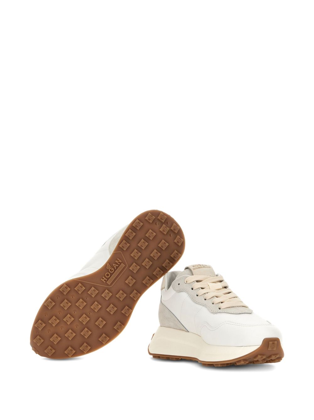 Hogan Pre H641 Leather and Suede Sneakers White White