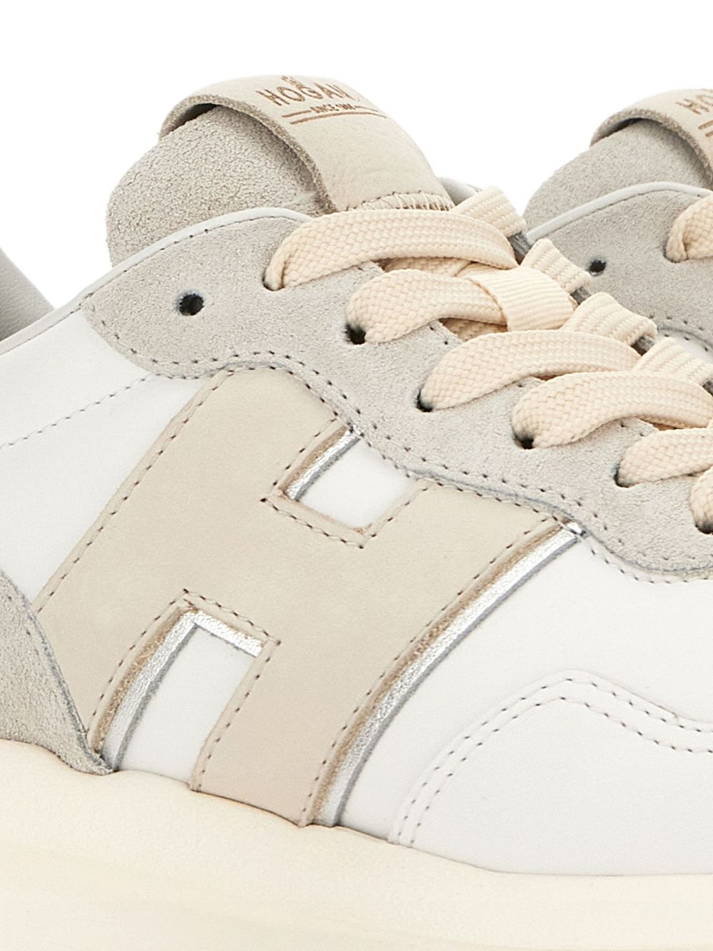 Hogan Pre H641 Leather and Suede Sneakers White White