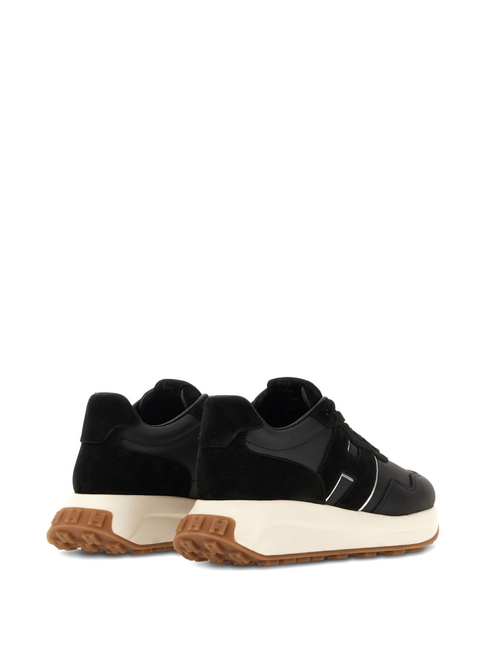 Hogan Pre H641 Leather Sneakers Black with Logo Patch Black