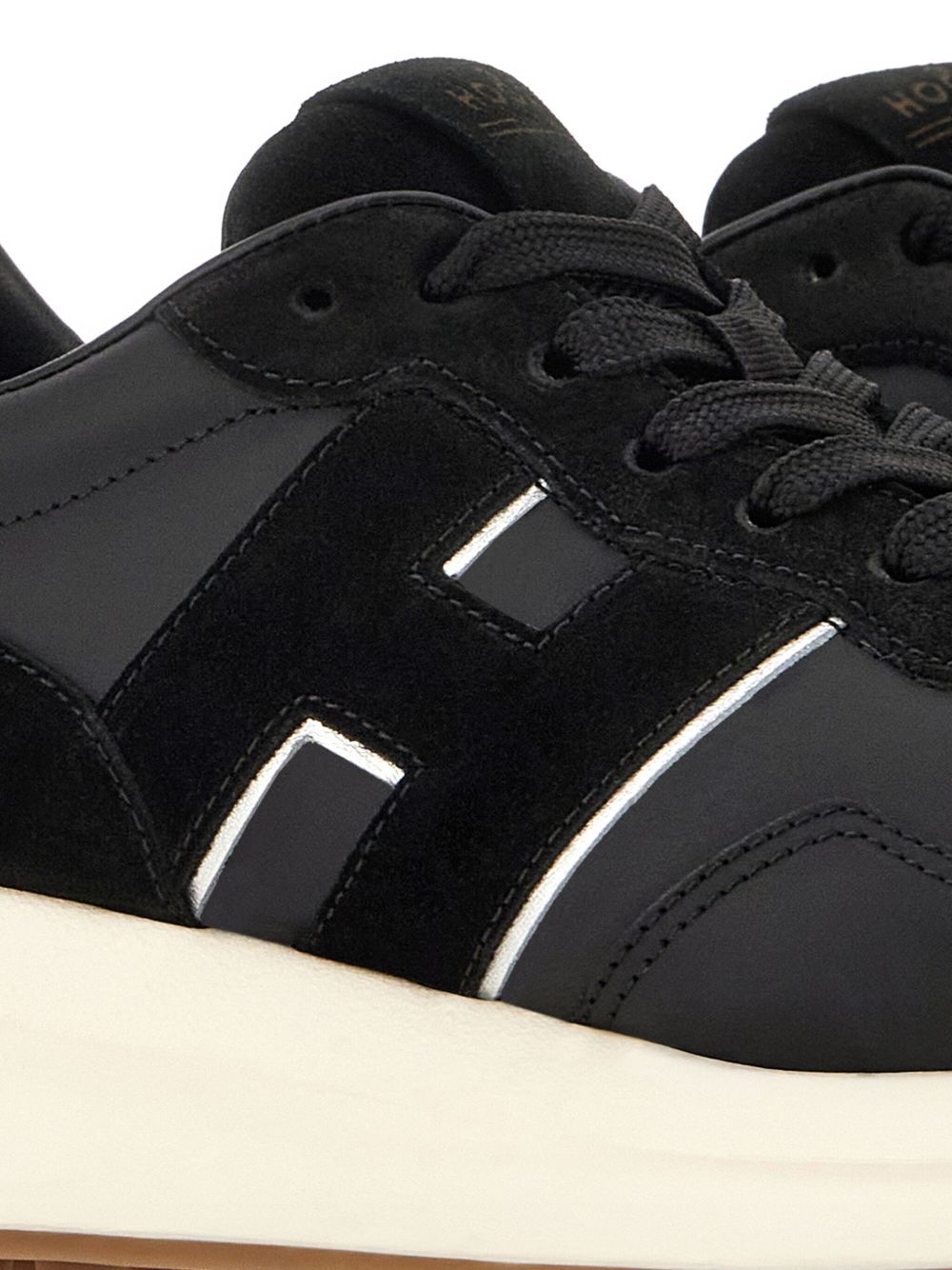 Hogan Pre H641 Leather Sneakers Black with Logo Patch Black