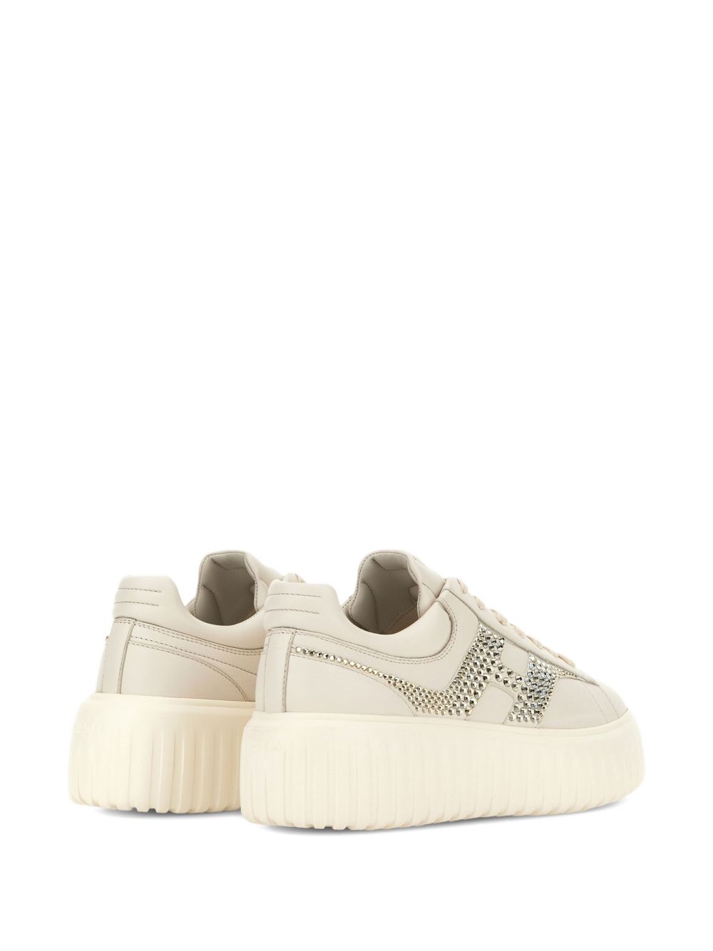Hogan Pre H-Stripes Leather Sneakers Ivory Ivory