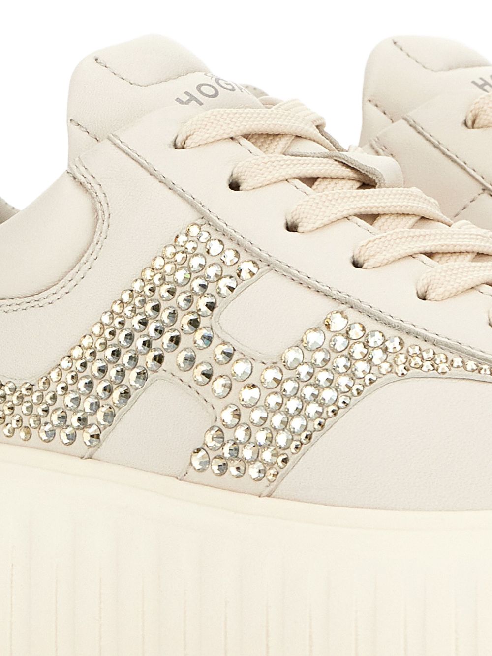 Hogan Pre H-Stripes Leather Sneakers Ivory Ivory