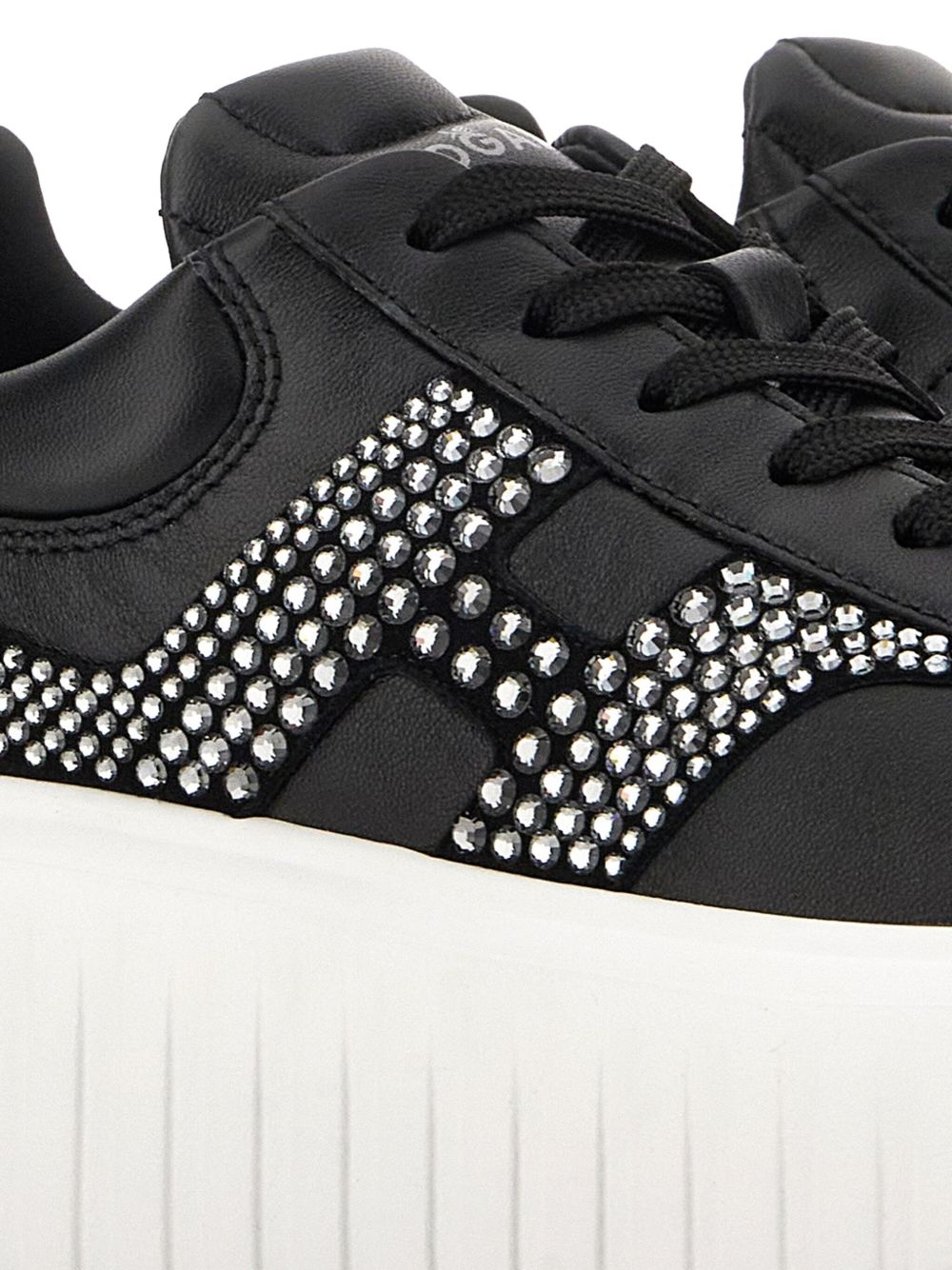 Hogan Pre H-Stripes Leather Flatform Sneakers Black