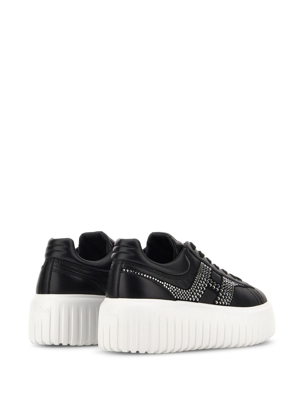 Hogan Pre H-Stripes Leather Flatform Sneakers Black