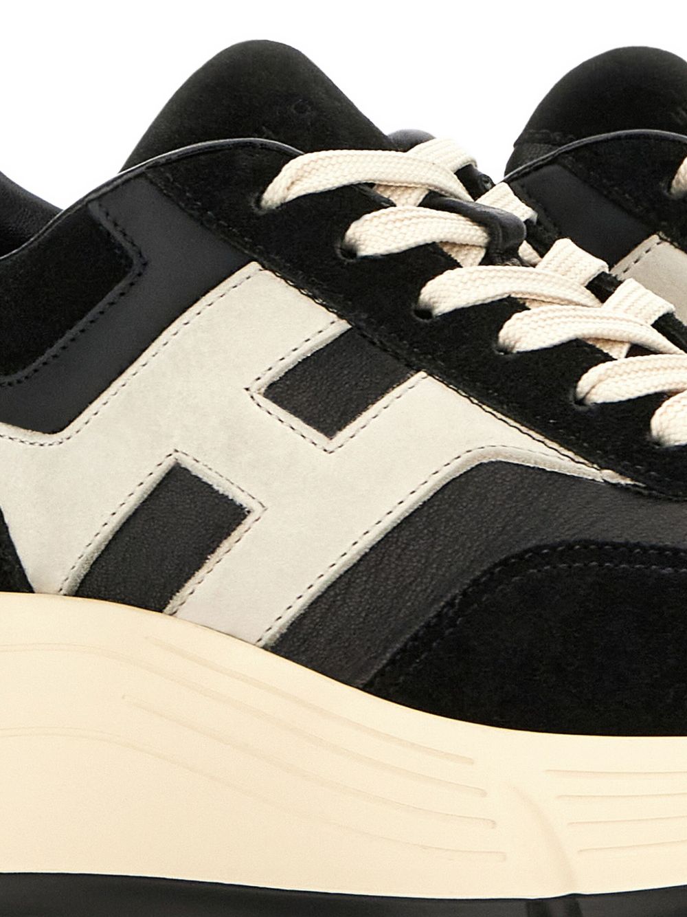 Hogan Pre Hi-Fi Leather and Suede Low-Top Sneakers Black Black