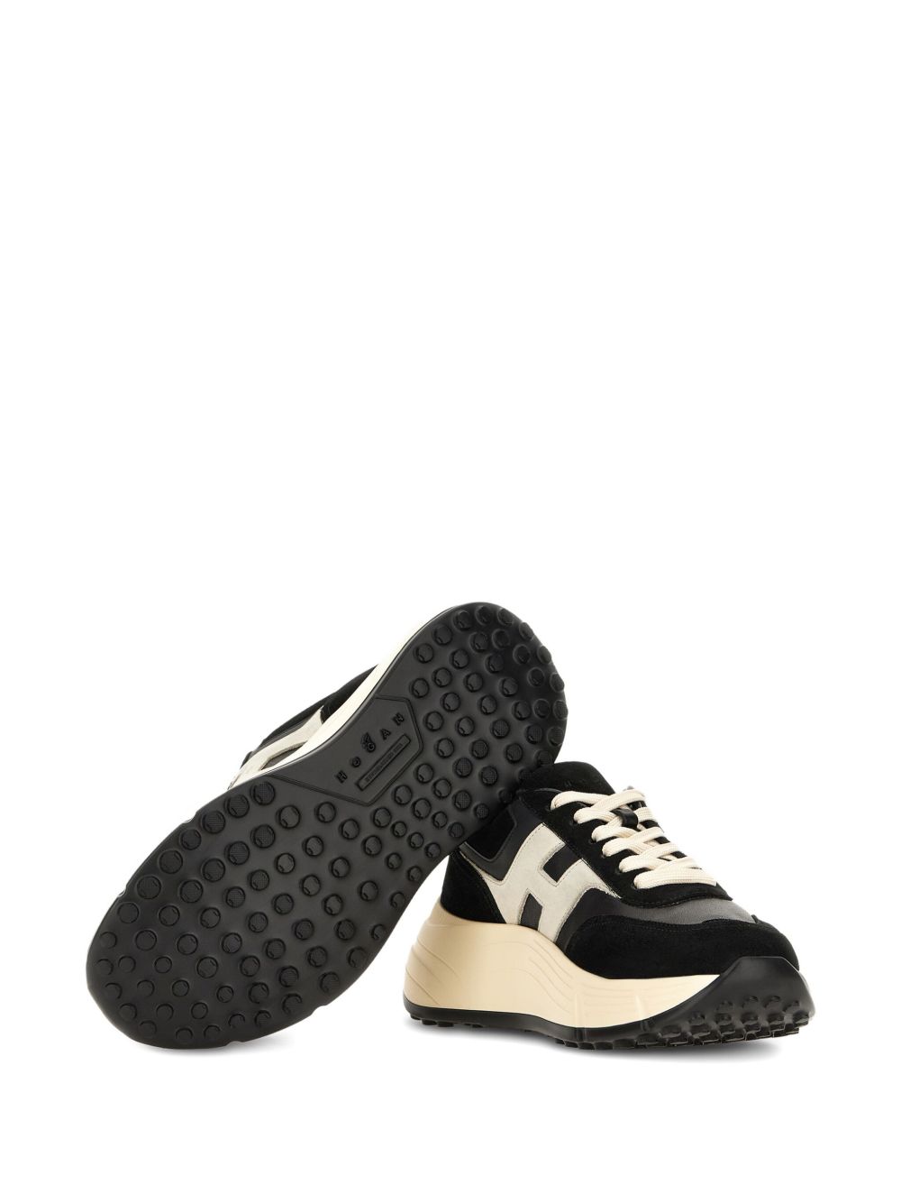 Hogan Pre Hi-Fi Leather and Suede Low-Top Sneakers Black Black