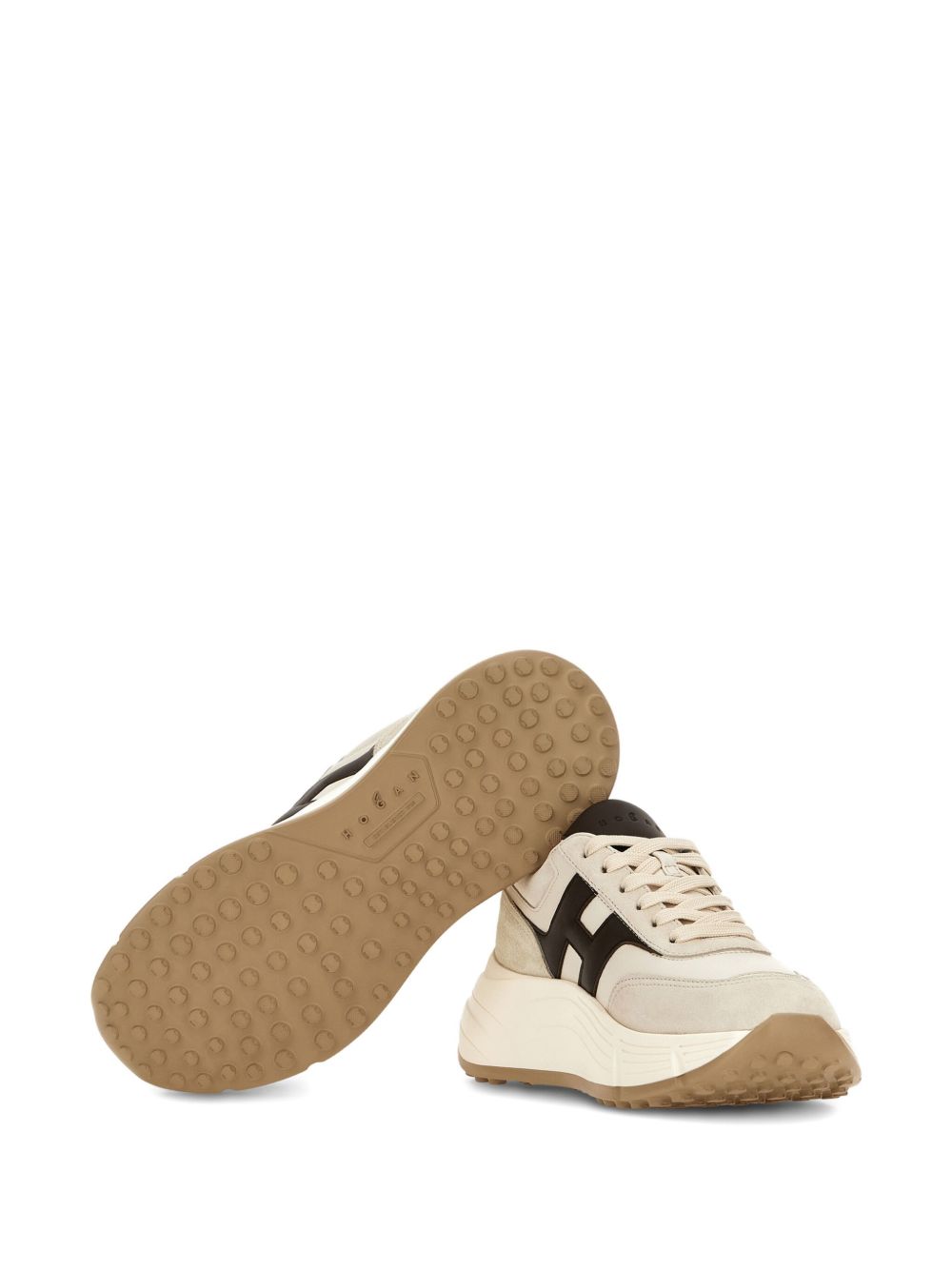 Hogan Pre Hi-Fi Lambskin and Calf Suede Sneakers Beige