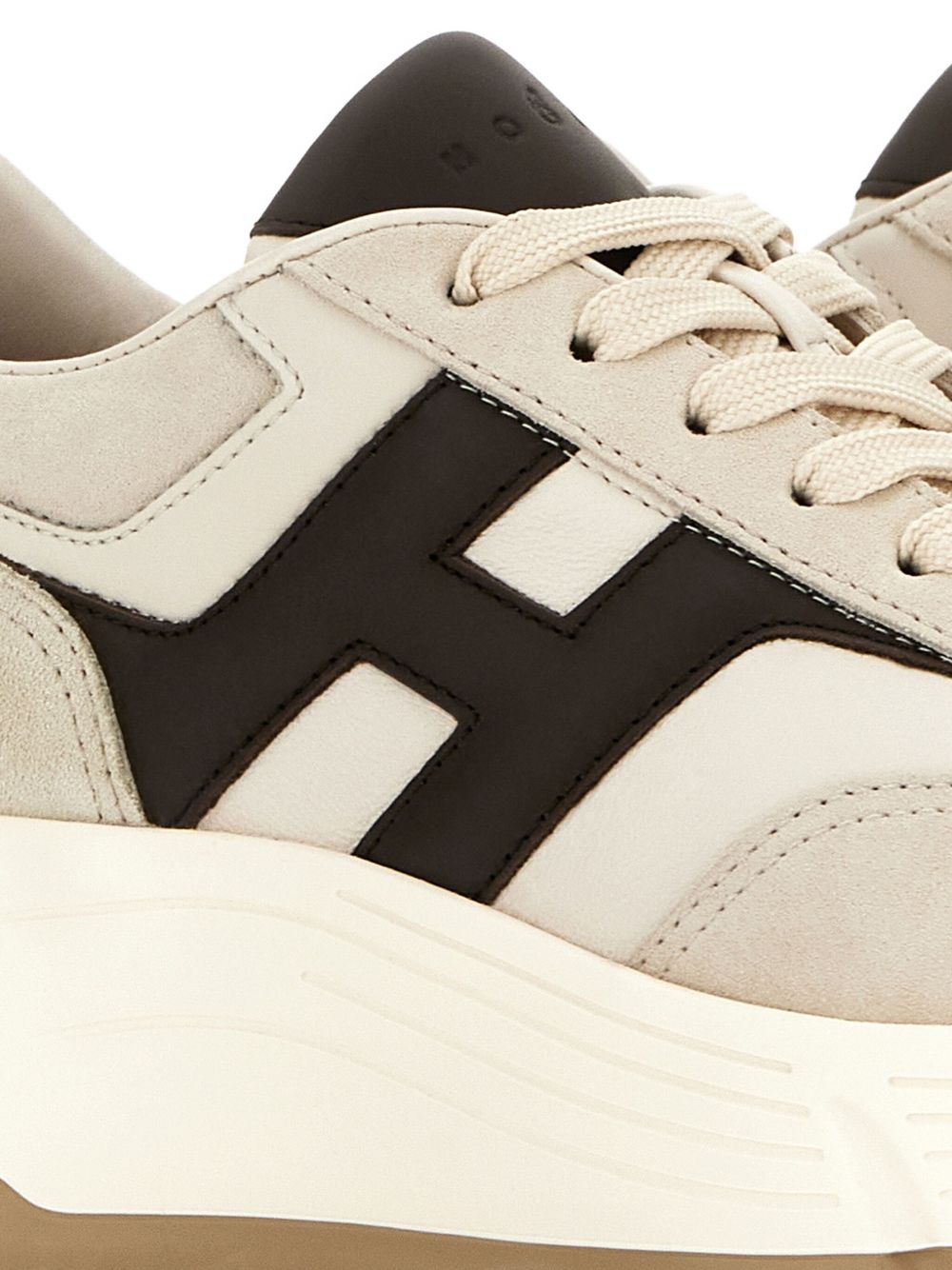 Hogan Pre Hi-Fi Lambskin and Calf Suede Sneakers Beige