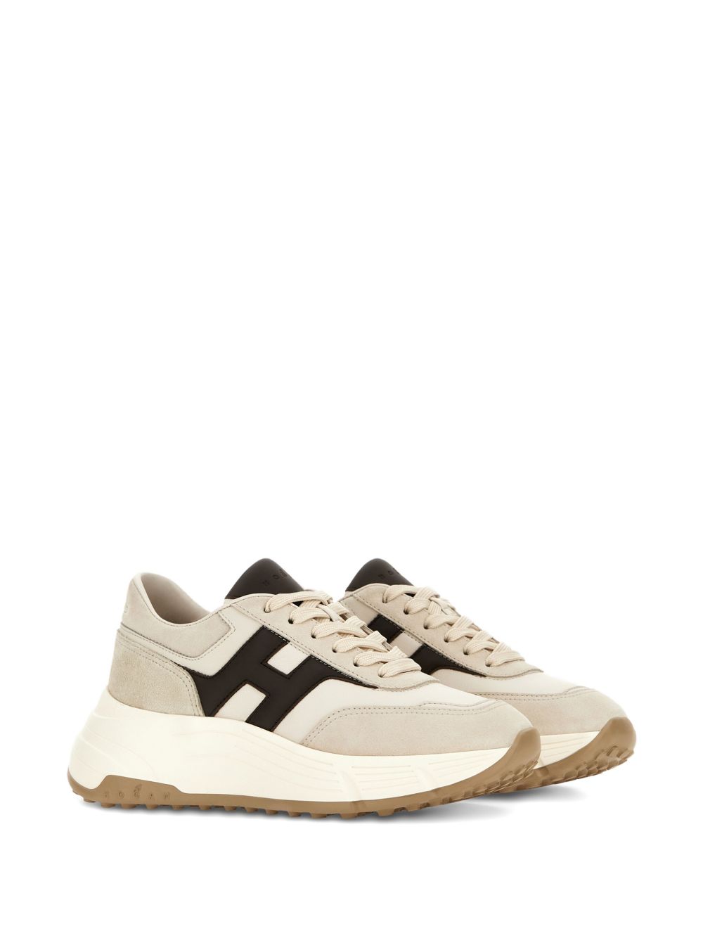 Hogan Pre Hi-Fi Lambskin and Calf Suede Sneakers Beige