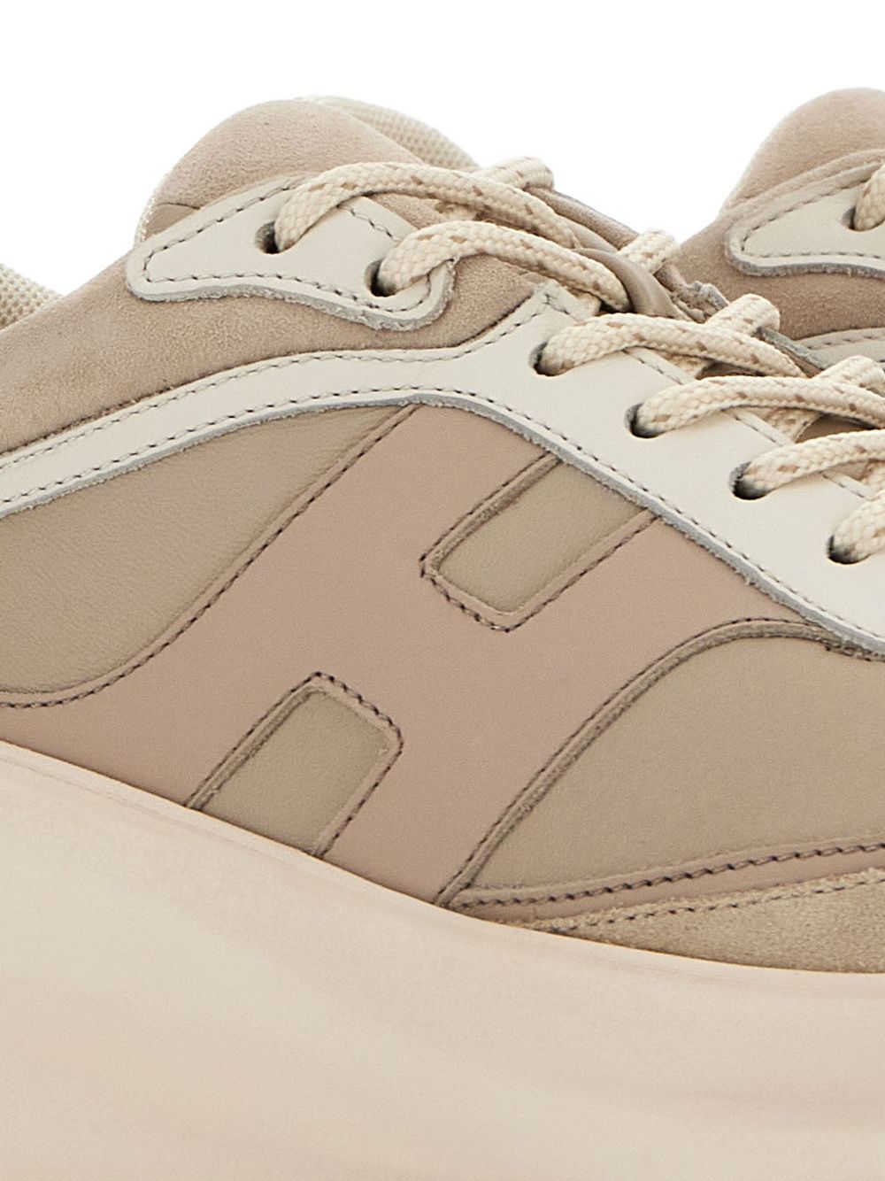 Hogan Pre Shearling-Trimmed H696 Leather and Sheepskin Sneakers Beige Beige