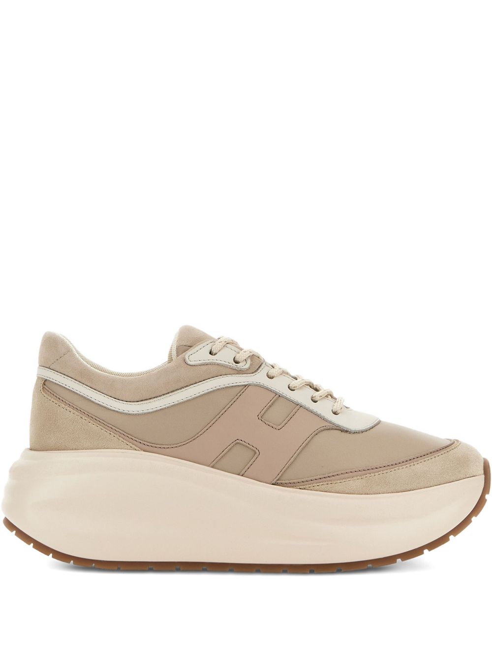 Hogan Pre Shearling-Trimmed H696 Leather and Sheepskin Sneakers Beige Beige