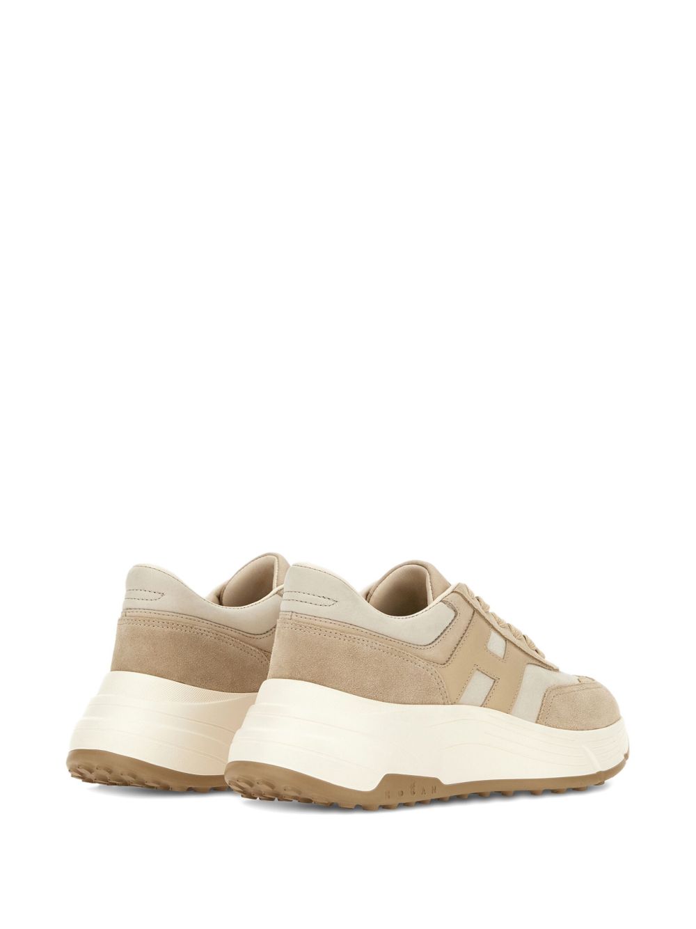 Hogan Pre Hi-Fi Light Beige Calfskin and Fabric Sneakers Beige