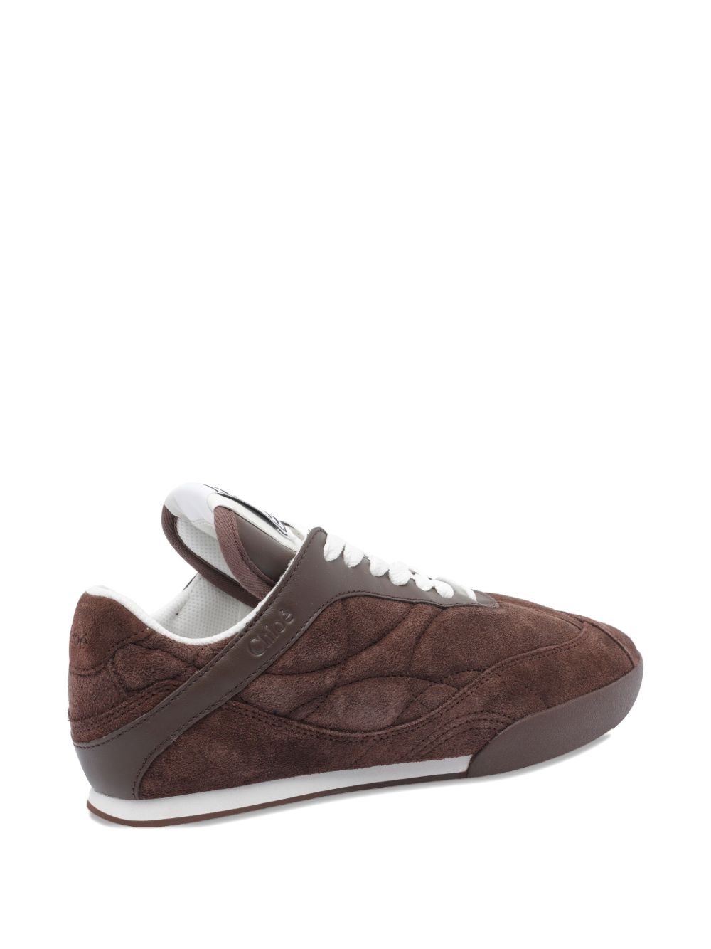 Chloè Kick Quilted Suede Leather Sneakers Brown