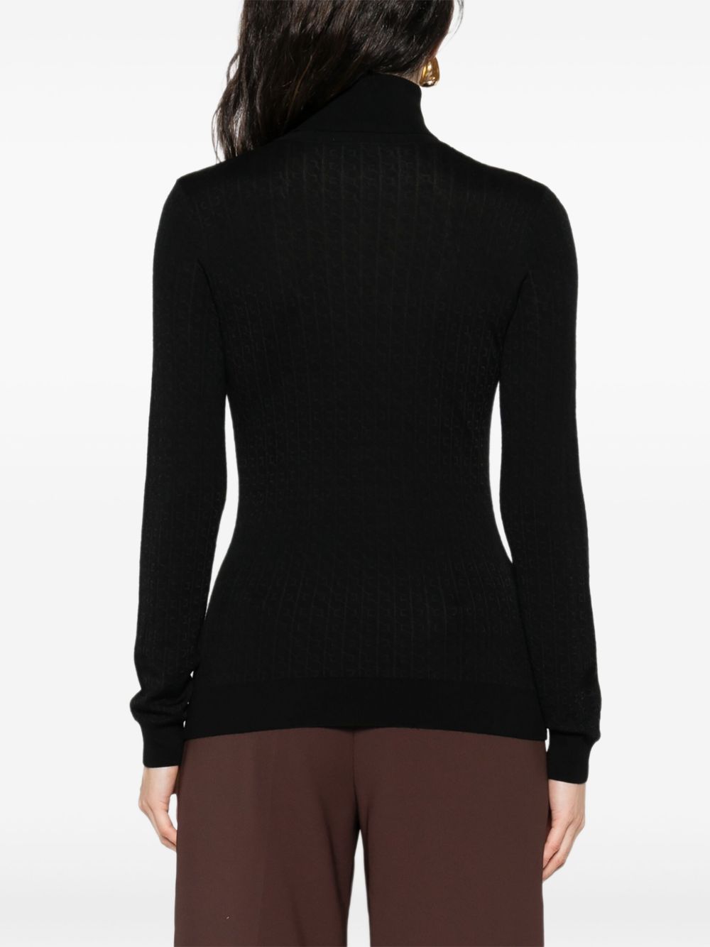 Elisabetta Franchi Ribbed Wool-Blend Turtleneck Sweater Black Black
