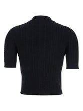 Balmain Cable-Knit Short-Sleeve Cardigan Black