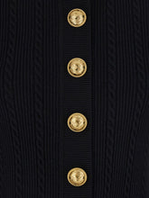 Balmain Cable-Knit Short-Sleeve Cardigan Black