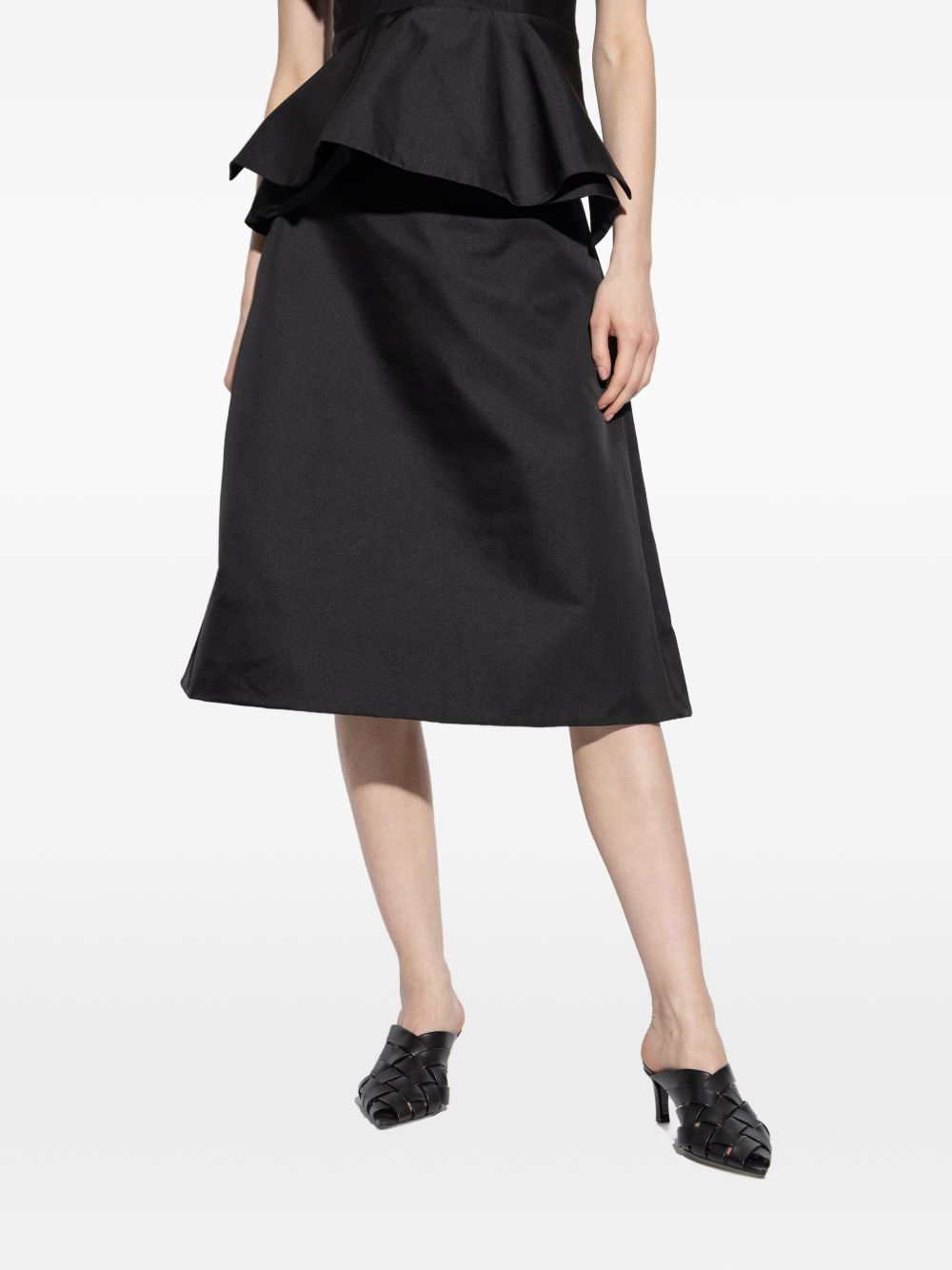 Alexander Mcqueen A-Line Black Satin Midi Skirt Black
