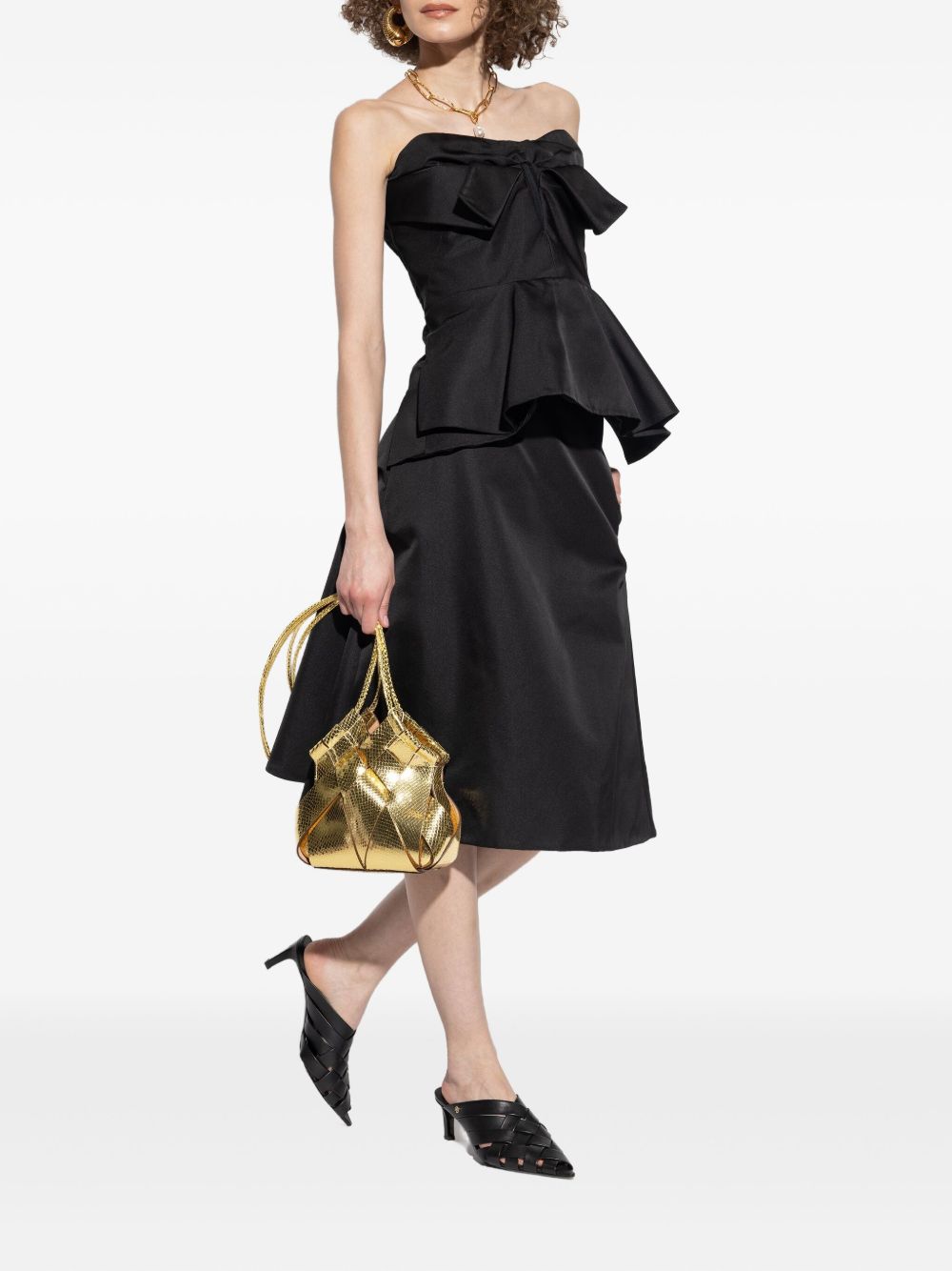 Alexander Mcqueen A-Line Black Satin Midi Skirt Black
