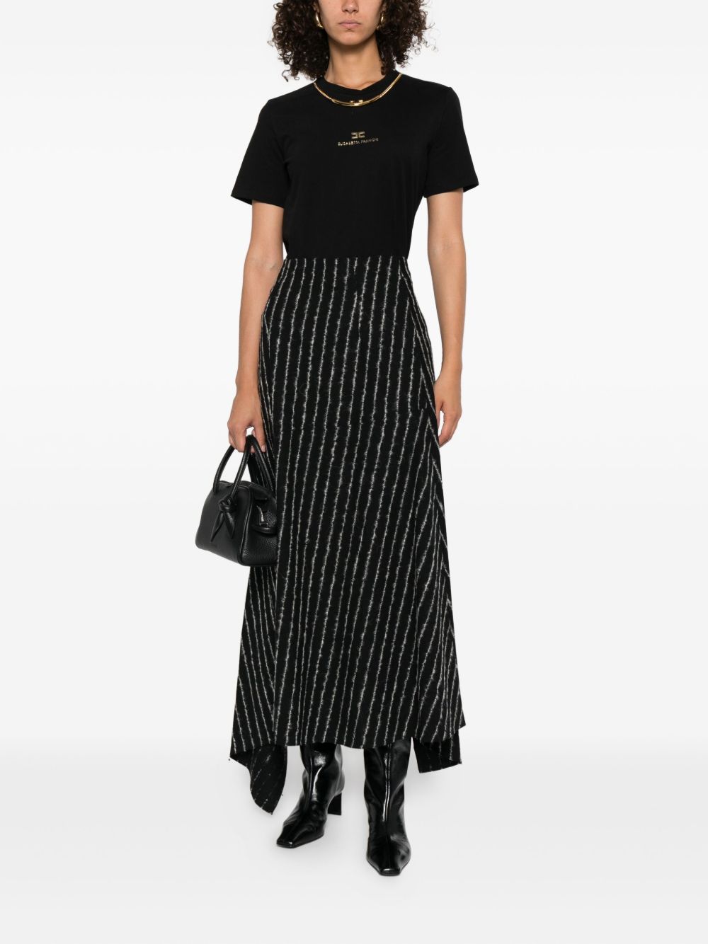 Elisabetta Franchi Chain-Embellished Cotton T-Shirt Black Black