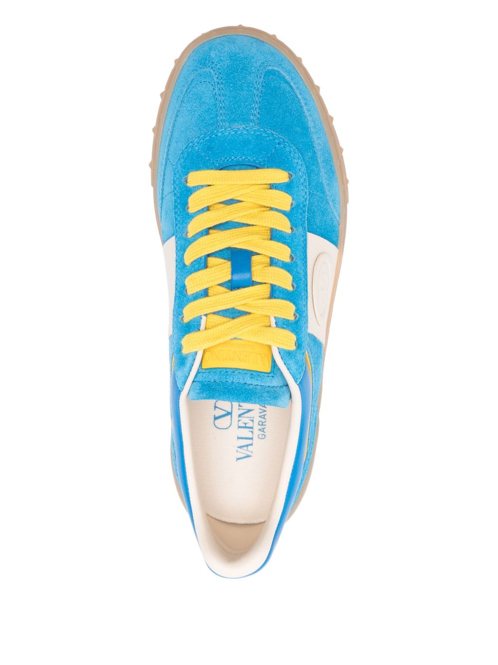 Valentino Garavani Low Top Upvillage Split Suede and Nylon Sneakers Clear Blue