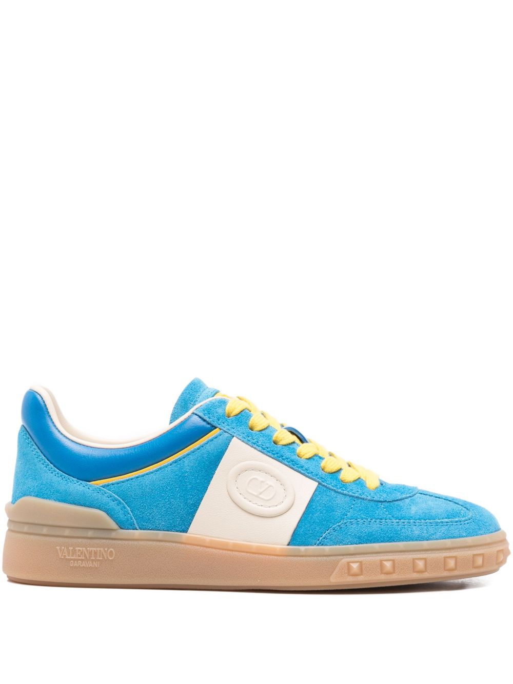 Valentino Garavani Low Top Upvillage Split Suede and Nylon Sneakers Clear Blue