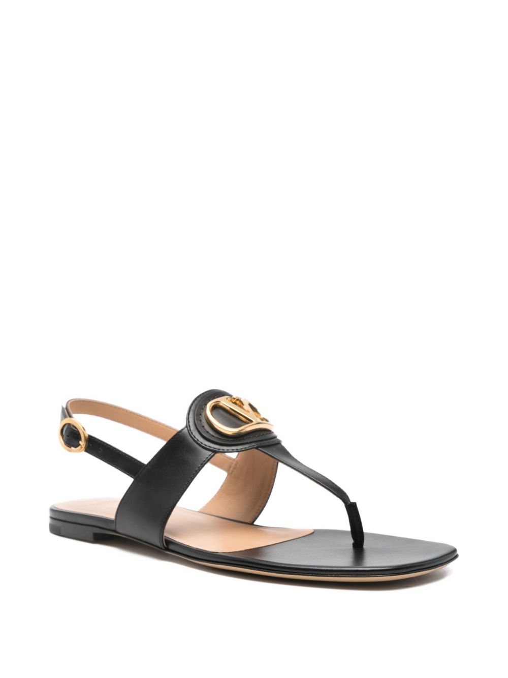 Valentino Garavani VLogo Signature Leather Thong Sandals Black