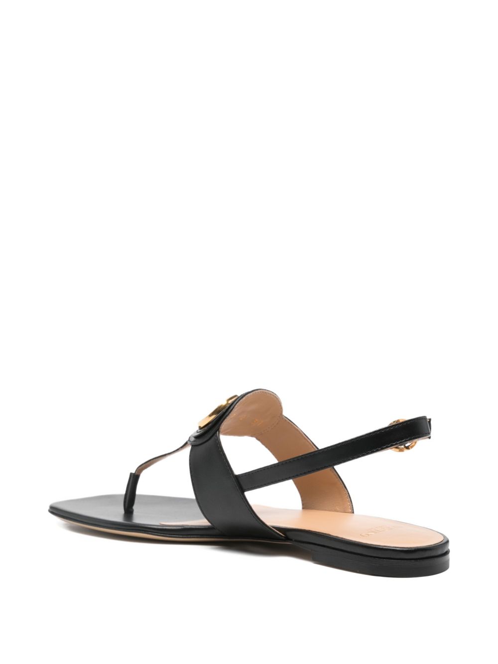 Valentino Garavani VLogo Signature Leather Thong Sandals Black