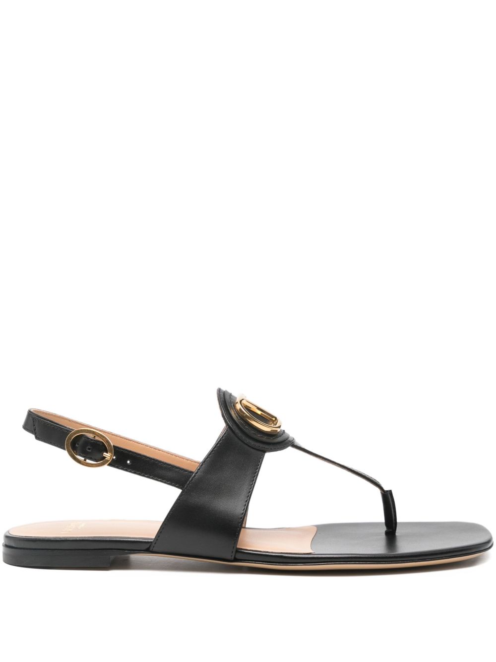 Valentino Garavani VLogo Signature Leather Thong Sandals Black