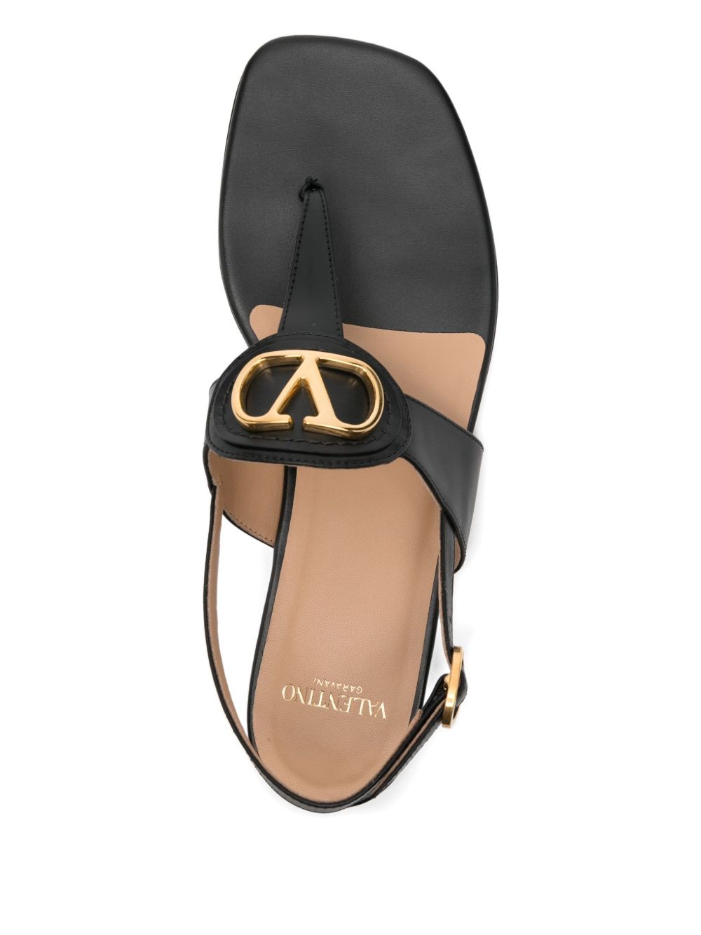 Valentino Garavani VLogo Signature Leather Thong Sandals Black