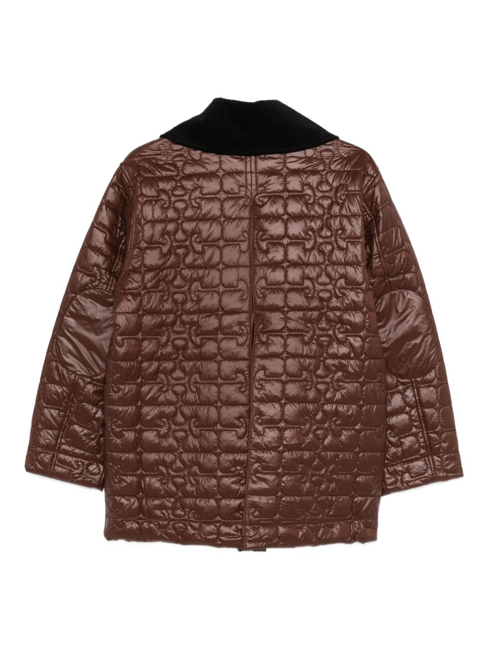 Ganni Quilted Nylon Jacket with Contrasting Collar Brown brown