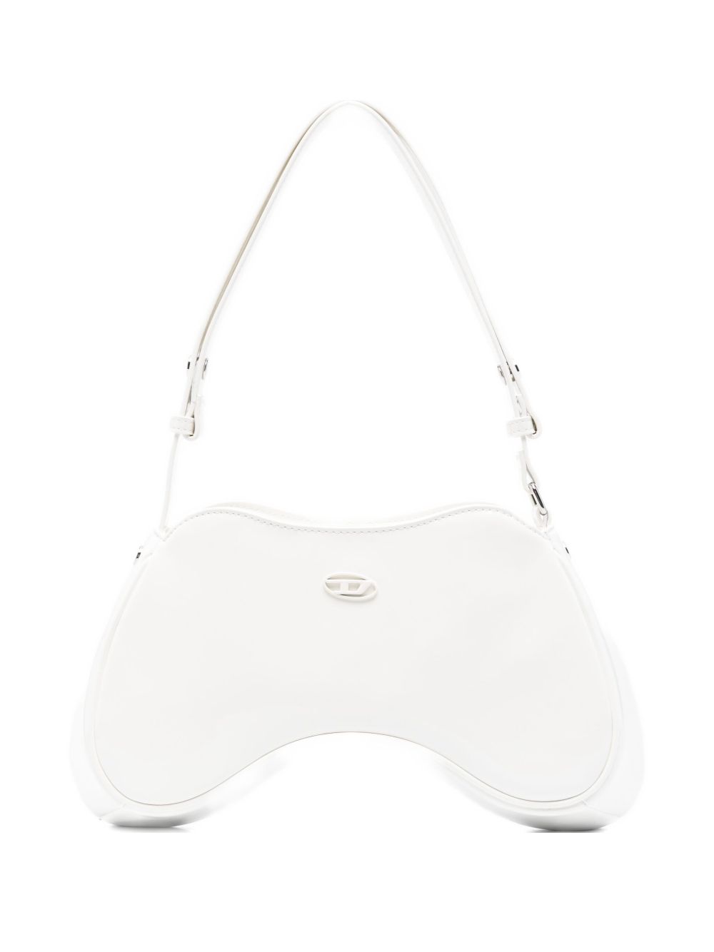 Diesel Play White Patent Curved Shoulder Bag White