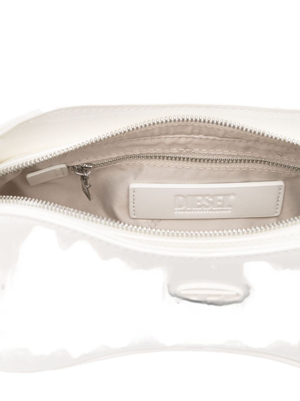 Diesel Play White Patent Curved Shoulder Bag White