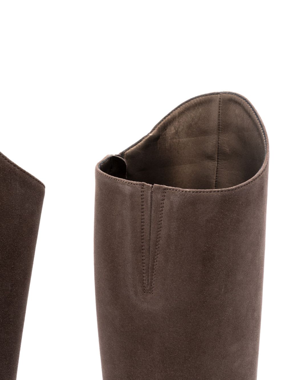 Brunello Cucinelli Suede Buckled Flat Boots with Monili Chain Brown