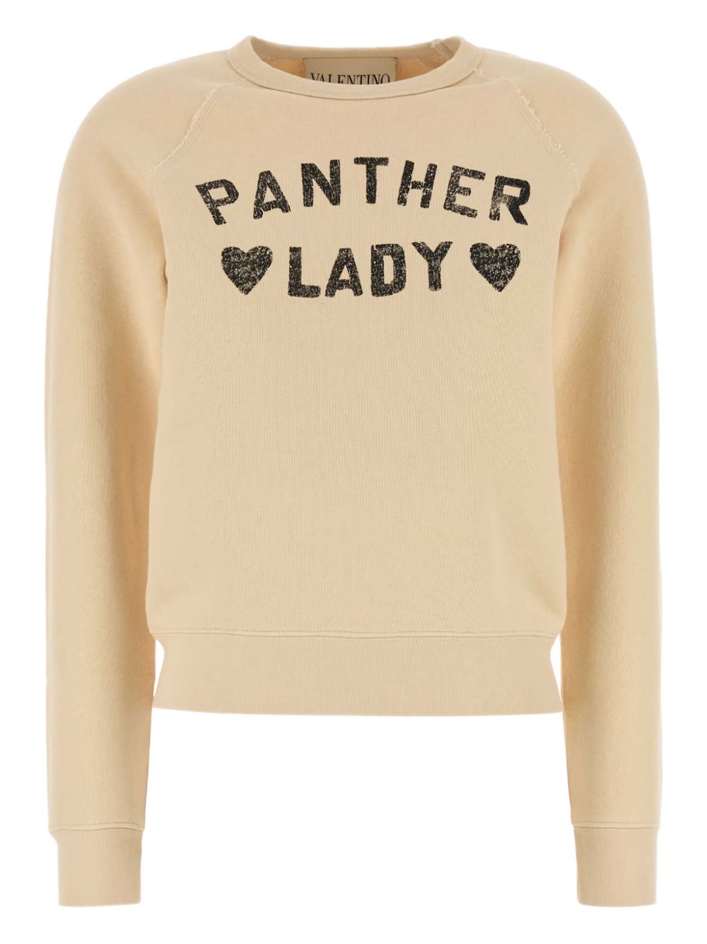 Valentino Panther Lady Printed Cotton Sweatshirt Beige