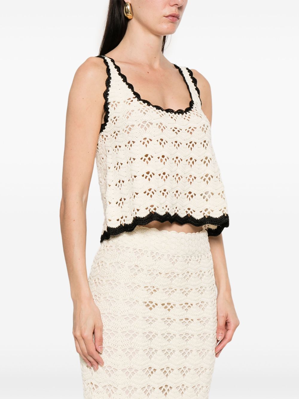 Zimmermann Rhiannon Crochet Cotton Tank Top Beige