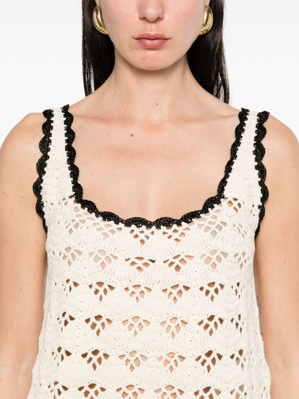 Zimmermann Rhiannon Crochet Cotton Tank Top Beige