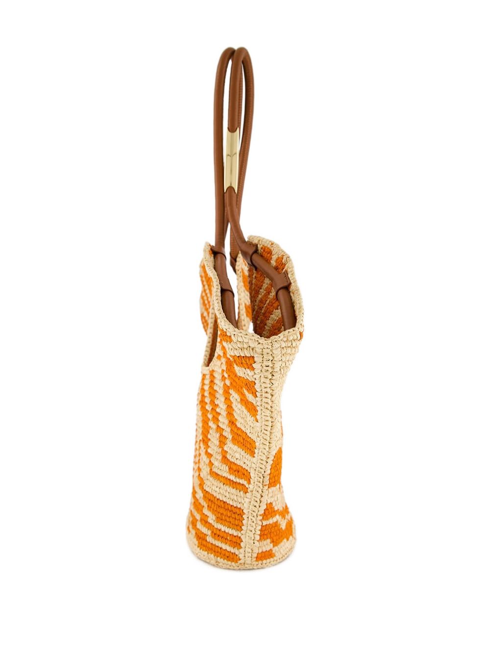Zimmermann Goldentime Medium Raffia Tote Bag Orange