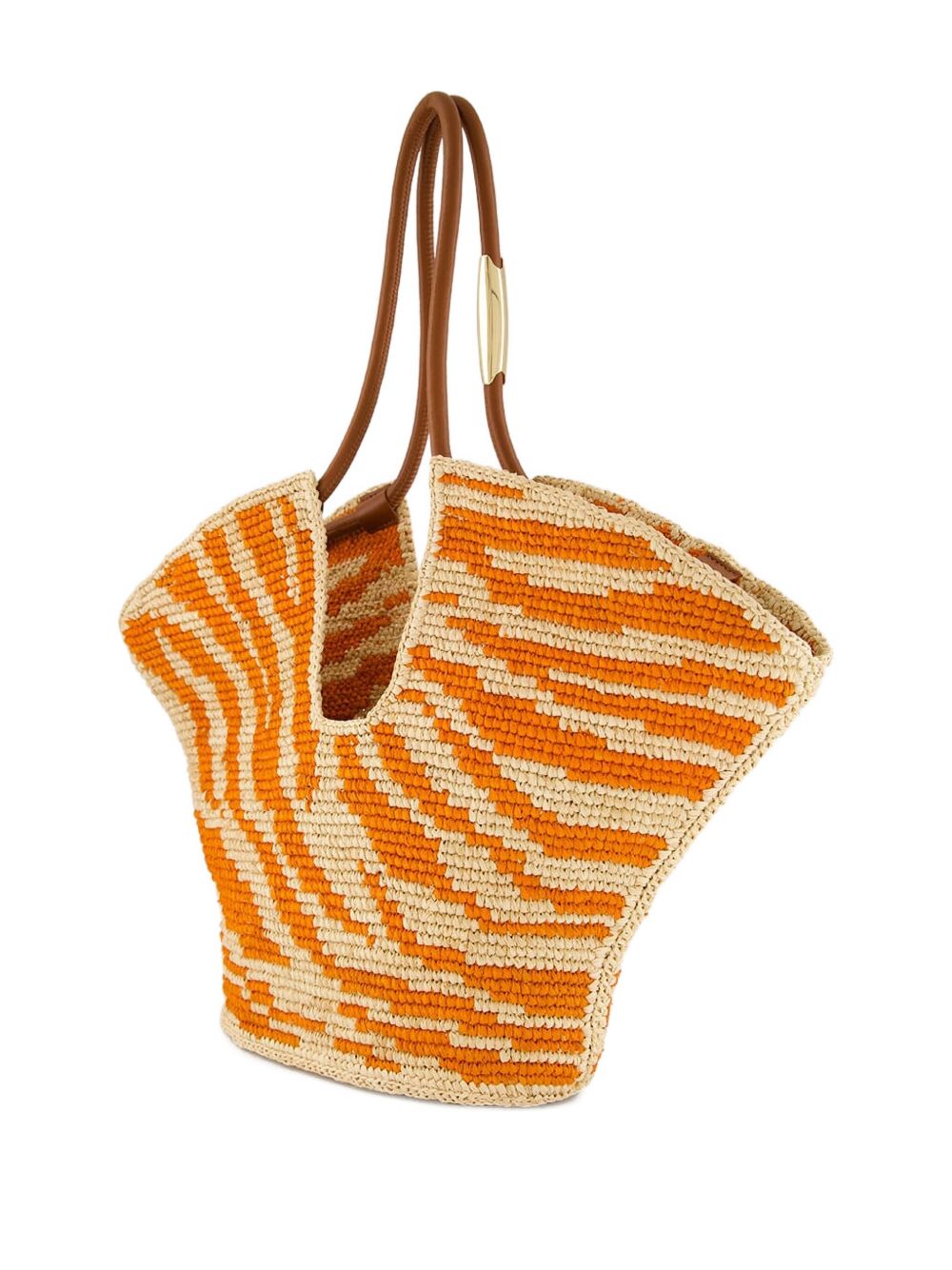 Zimmermann Goldentime Medium Raffia Tote Bag Orange